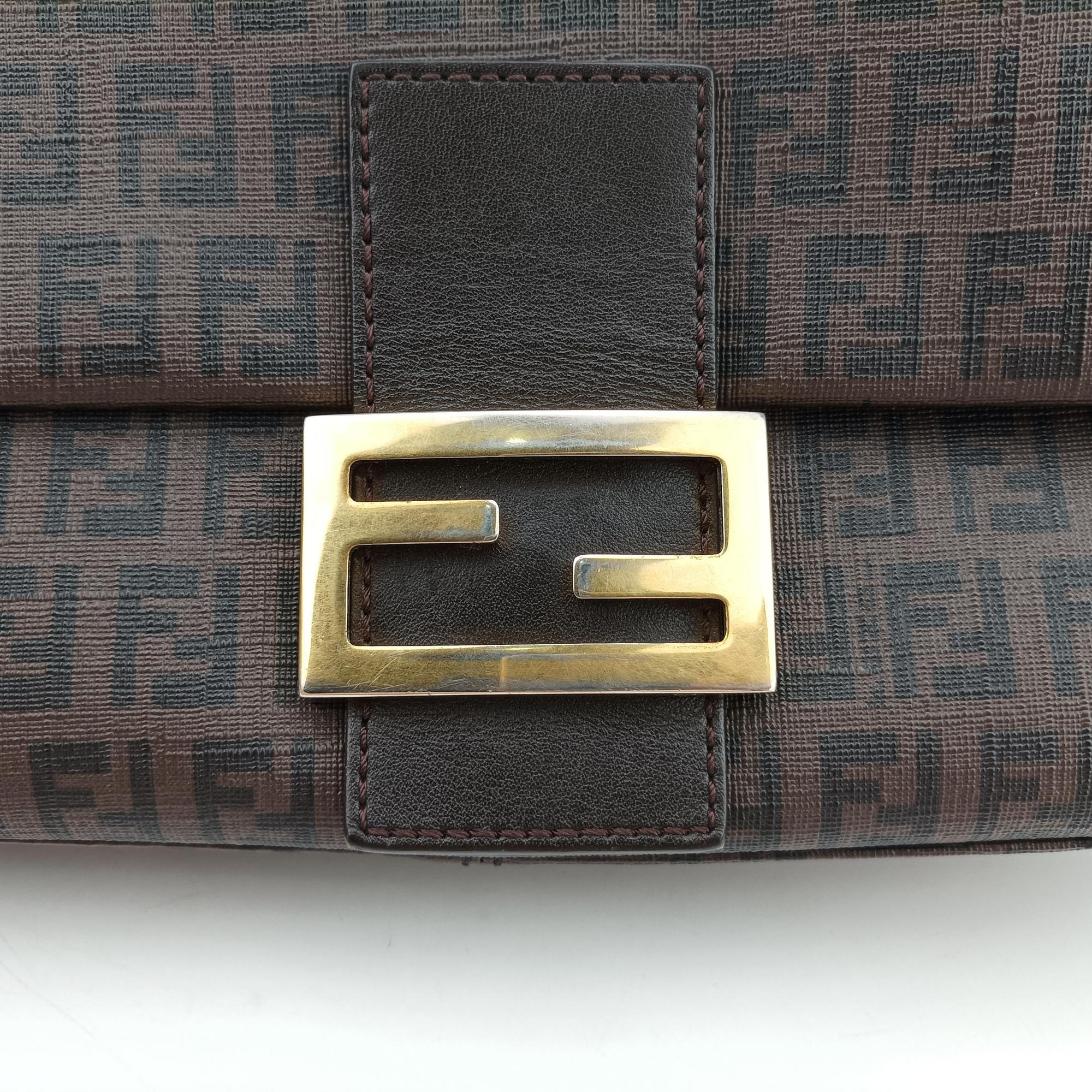 Vintage Fendi Baguette Zucchino Brown PVC coated canvas 8BR001 shoulderbag | stylenewstar