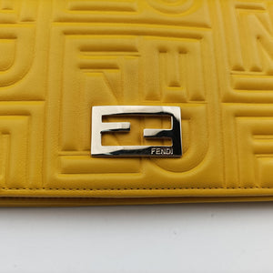 Pre-owned Fendi Embossed Logo Yellow Leather 8M0219YM shoulderbag | stylenewstar