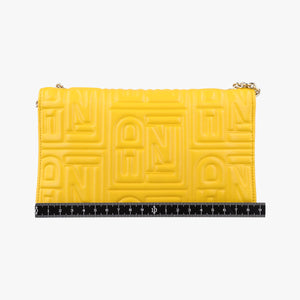 Pre-owned Fendi Embossed Logo Yellow Leather 8M0219YM shoulderbag | stylenewstar