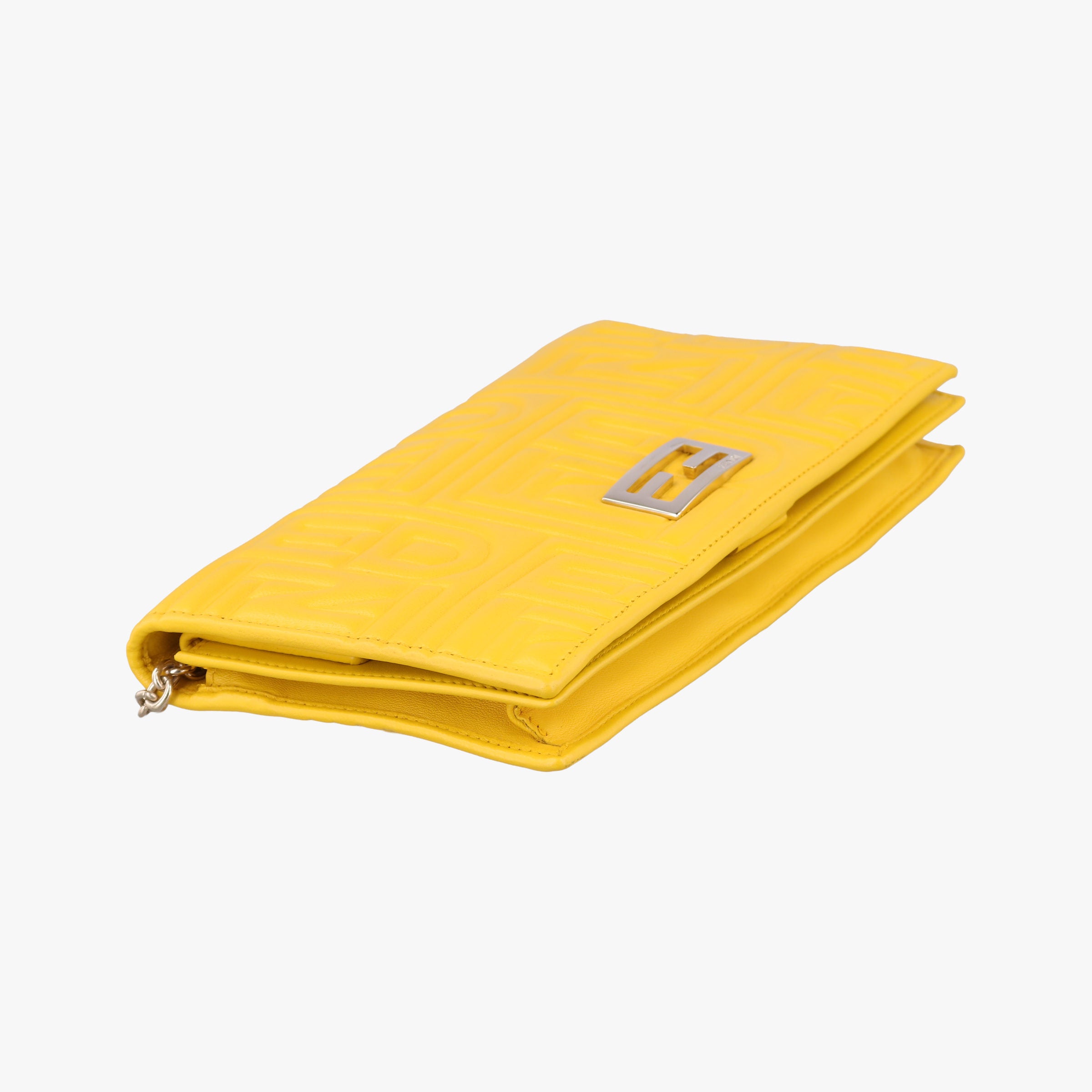 Pre-owned Fendi Embossed Logo Yellow Leather 8M0219YM shoulderbag | stylenewstar