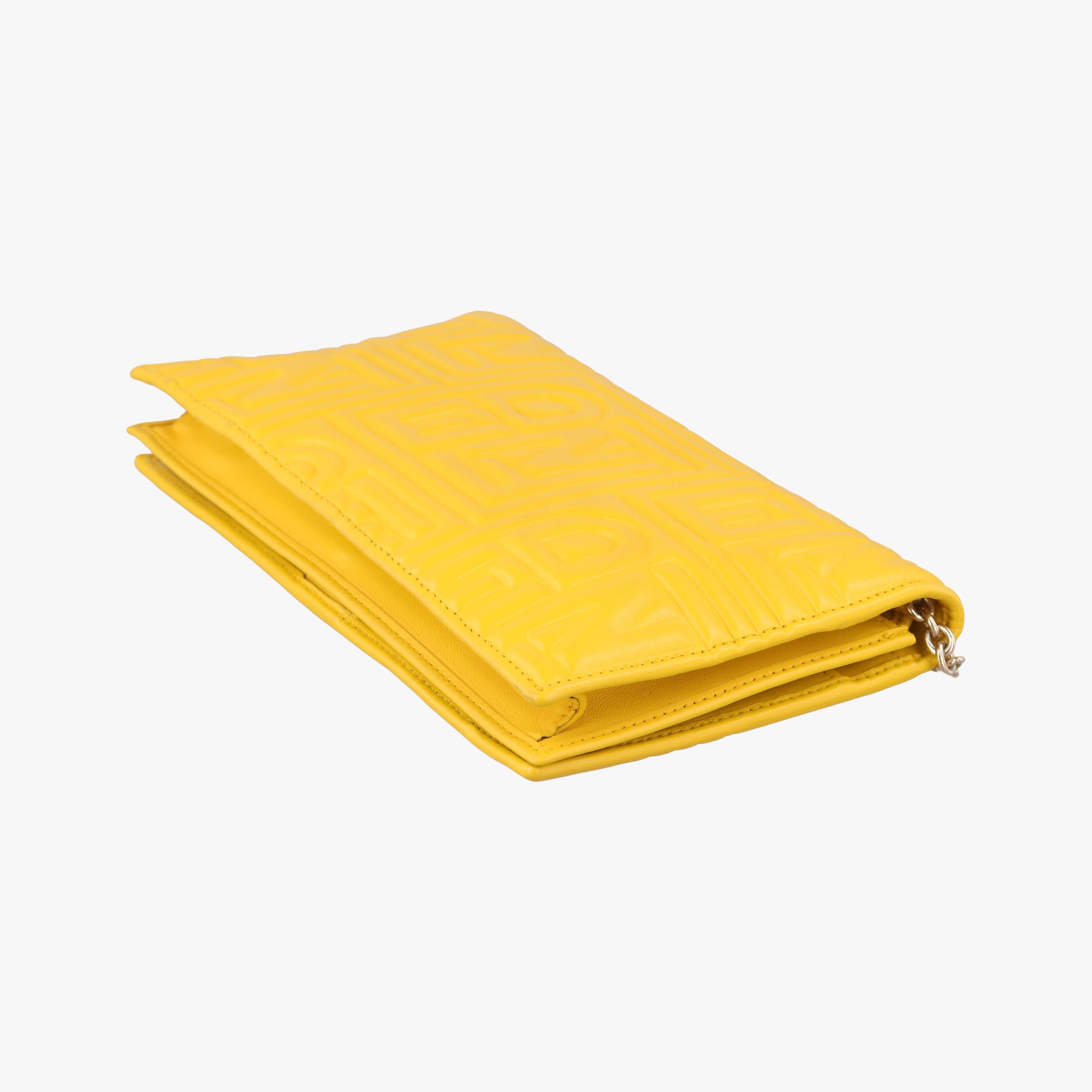 Pre-owned Fendi Embossed Logo Yellow Leather 8M0219YM shoulderbag | stylenewstar