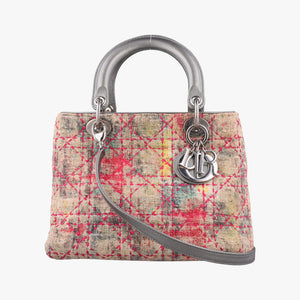 Vintage Christian Dior Lady Dior Multicolor Tweed Wool × Metallic Leather  shoulderbag | stylenewstar