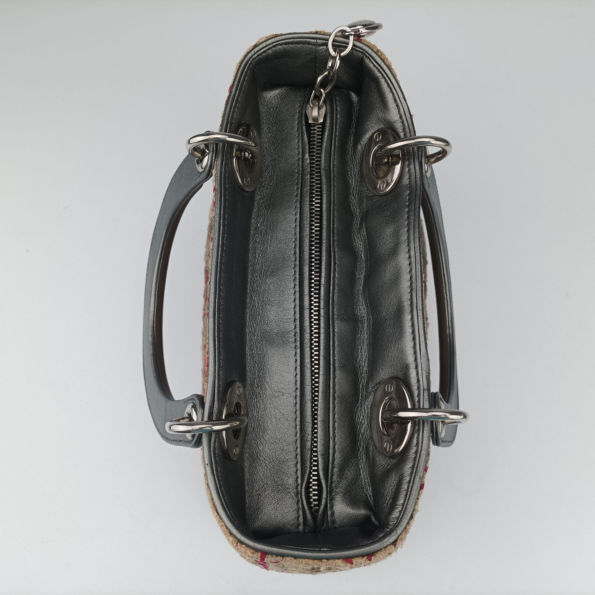 Vintage Christian Dior Lady Dior Multicolor Tweed Wool × Metallic Leather  shoulderbag | stylenewstar