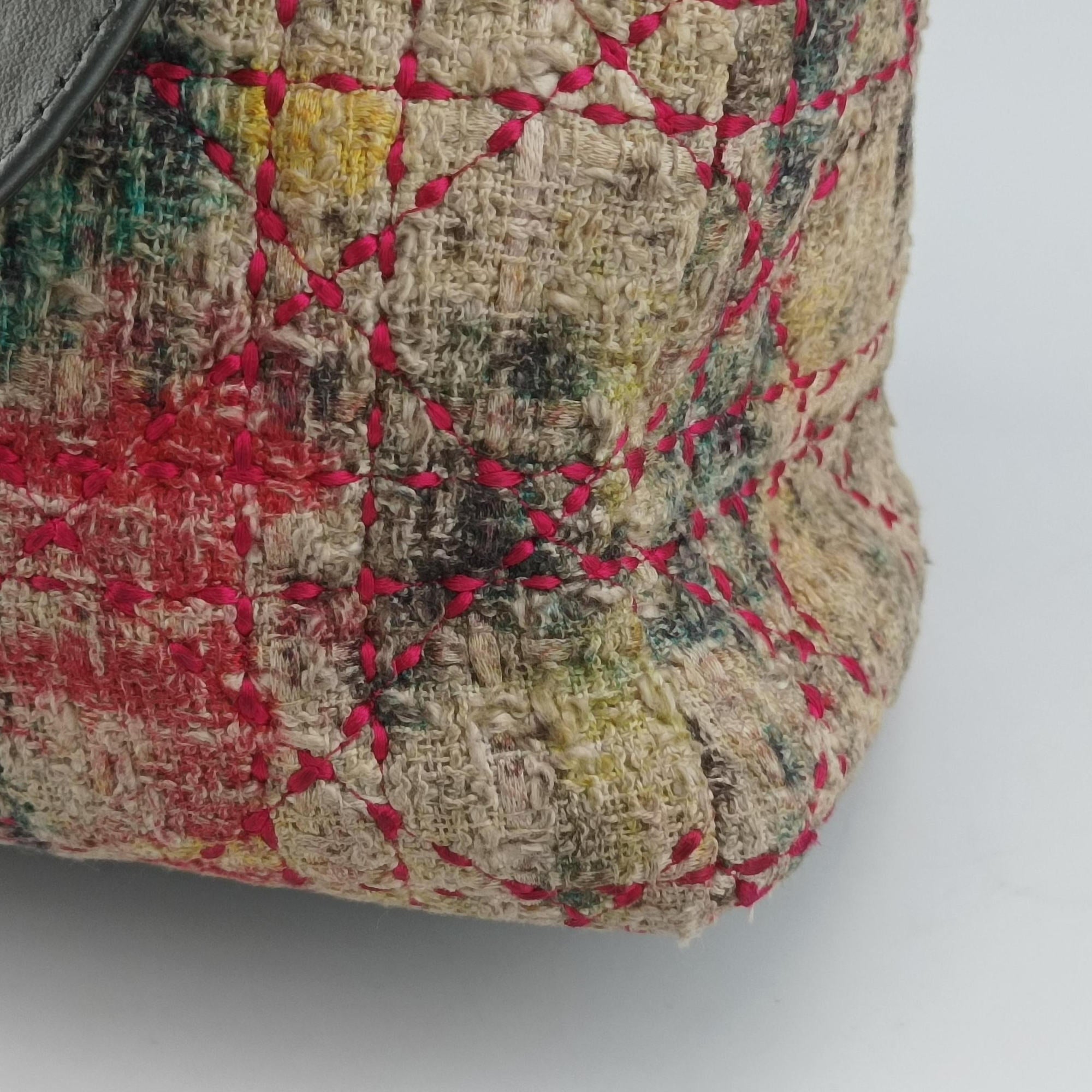 Vintage Christian Dior Lady Dior Multicolor Tweed Wool × Metallic Leather  shoulderbag | stylenewstar