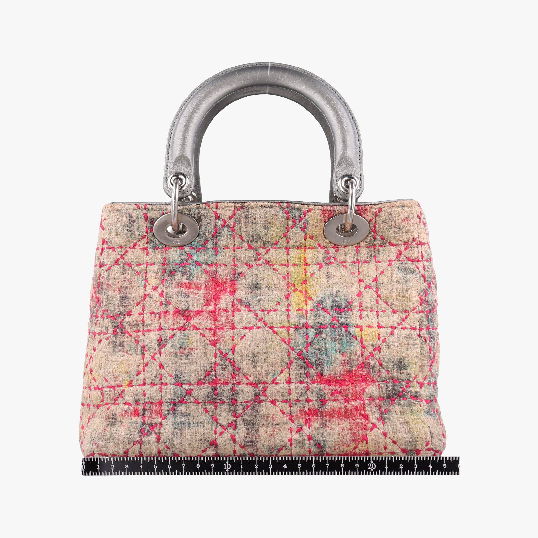 Vintage Christian Dior Lady Dior Multicolor Tweed Wool × Metallic Leather  shoulderbag | stylenewstar
