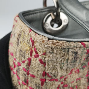 Vintage Christian Dior Lady Dior Multicolor Tweed Wool × Metallic Leather  shoulderbag | stylenewstar