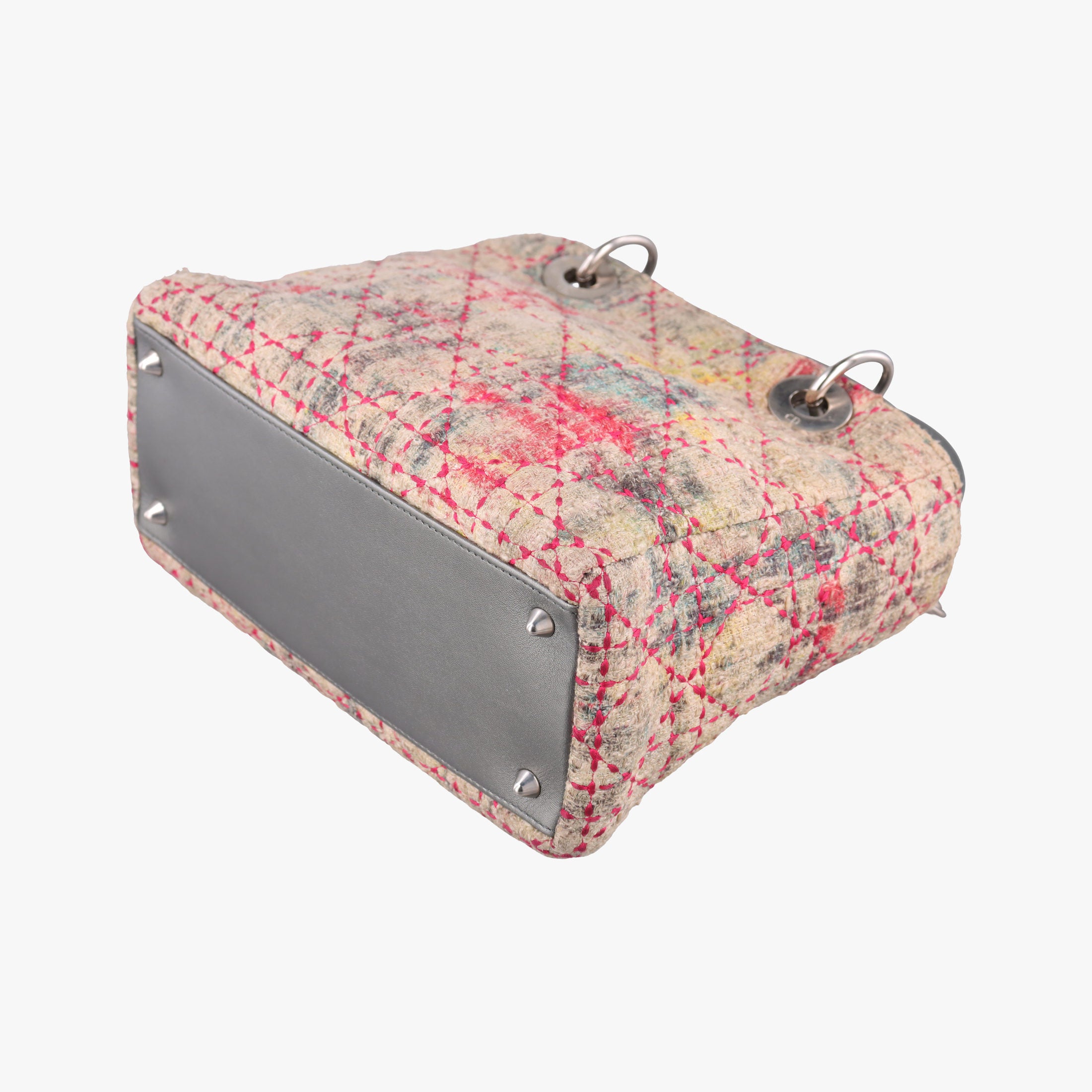 Vintage Christian Dior Lady Dior Multicolor Tweed Wool × Metallic Leather  shoulderbag | stylenewstar