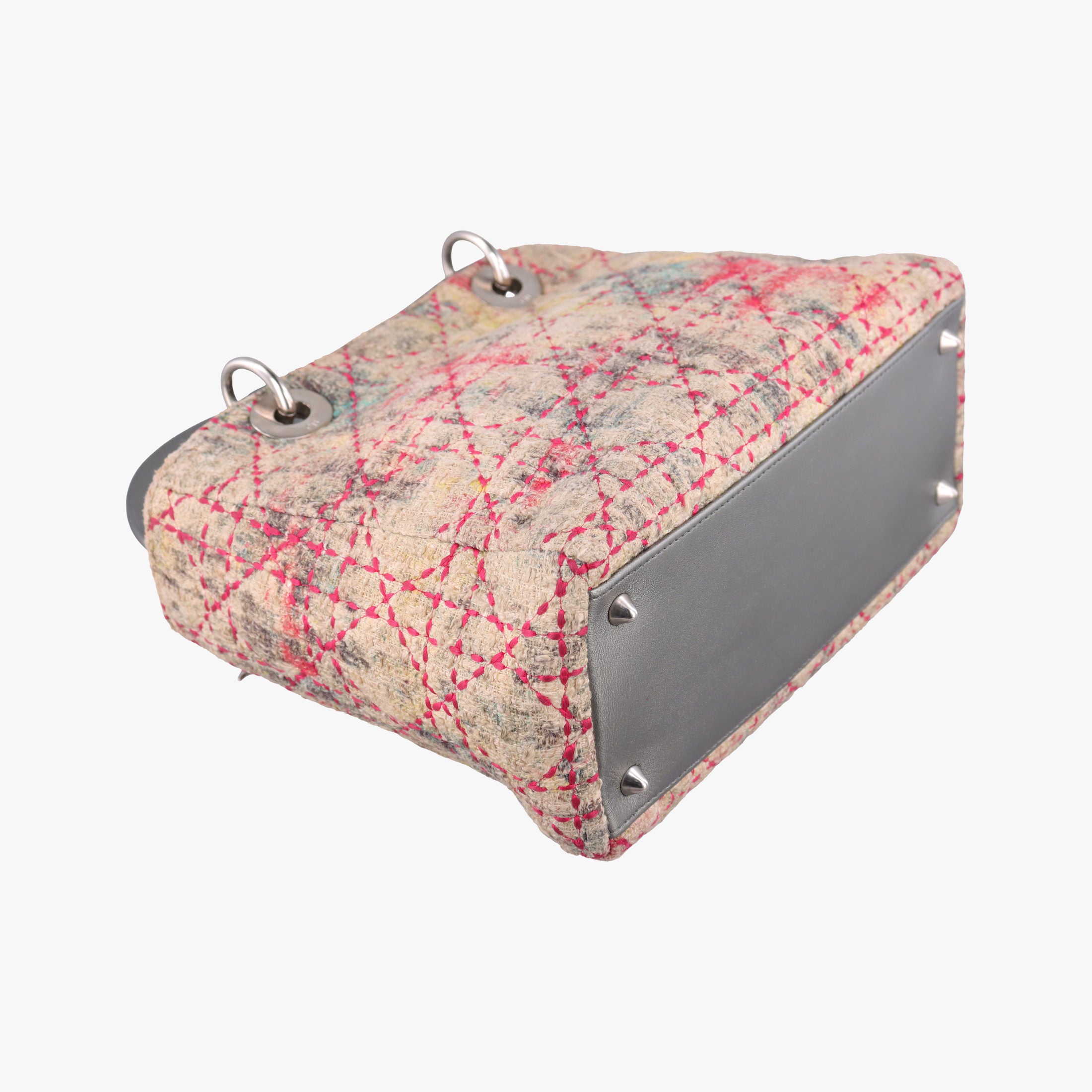 Vintage Christian Dior Lady Dior Multicolor Tweed Wool × Metallic Leather  shoulderbag | stylenewstar