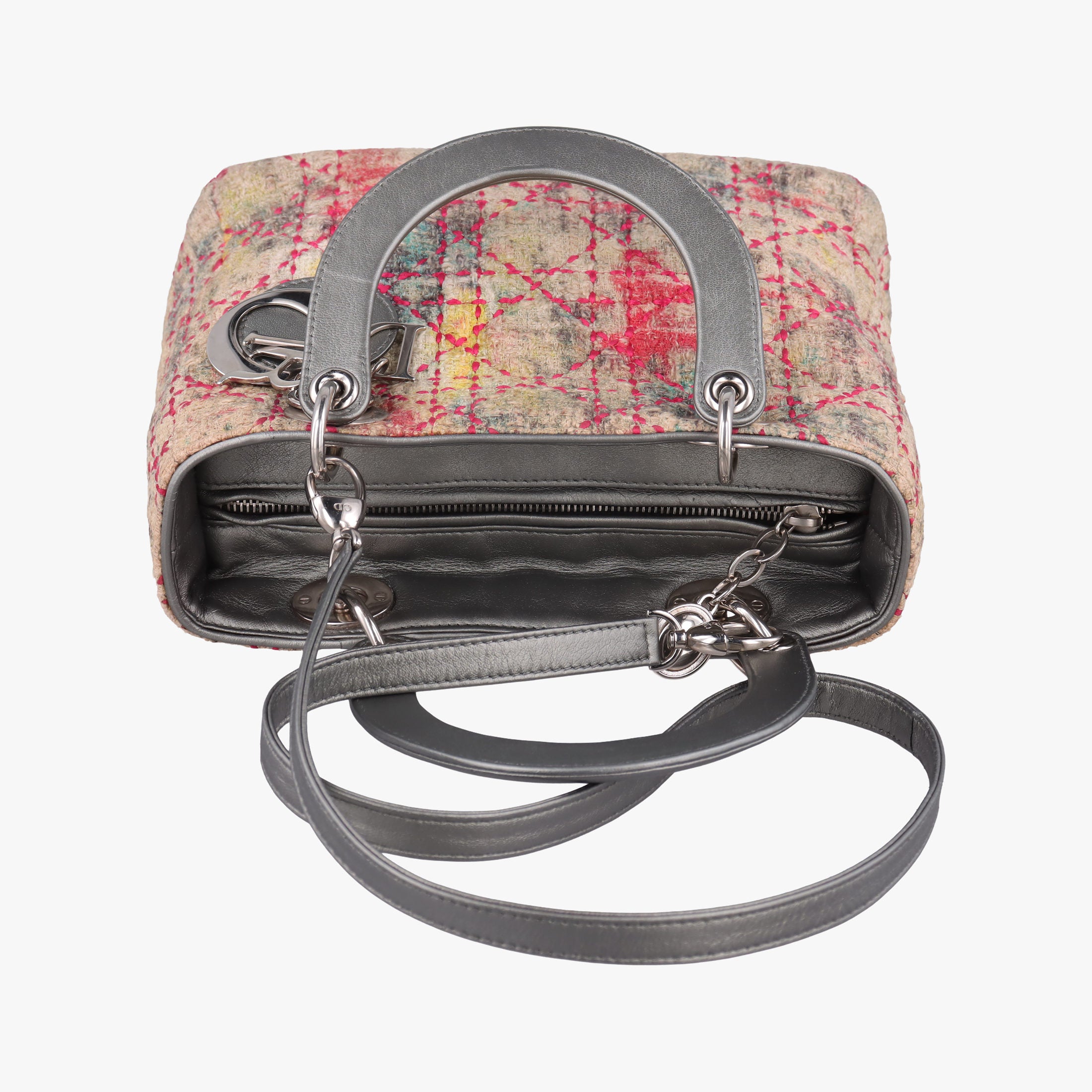 Vintage Christian Dior Lady Dior Multicolor Tweed Wool × Metallic Leather  shoulderbag | stylenewstar