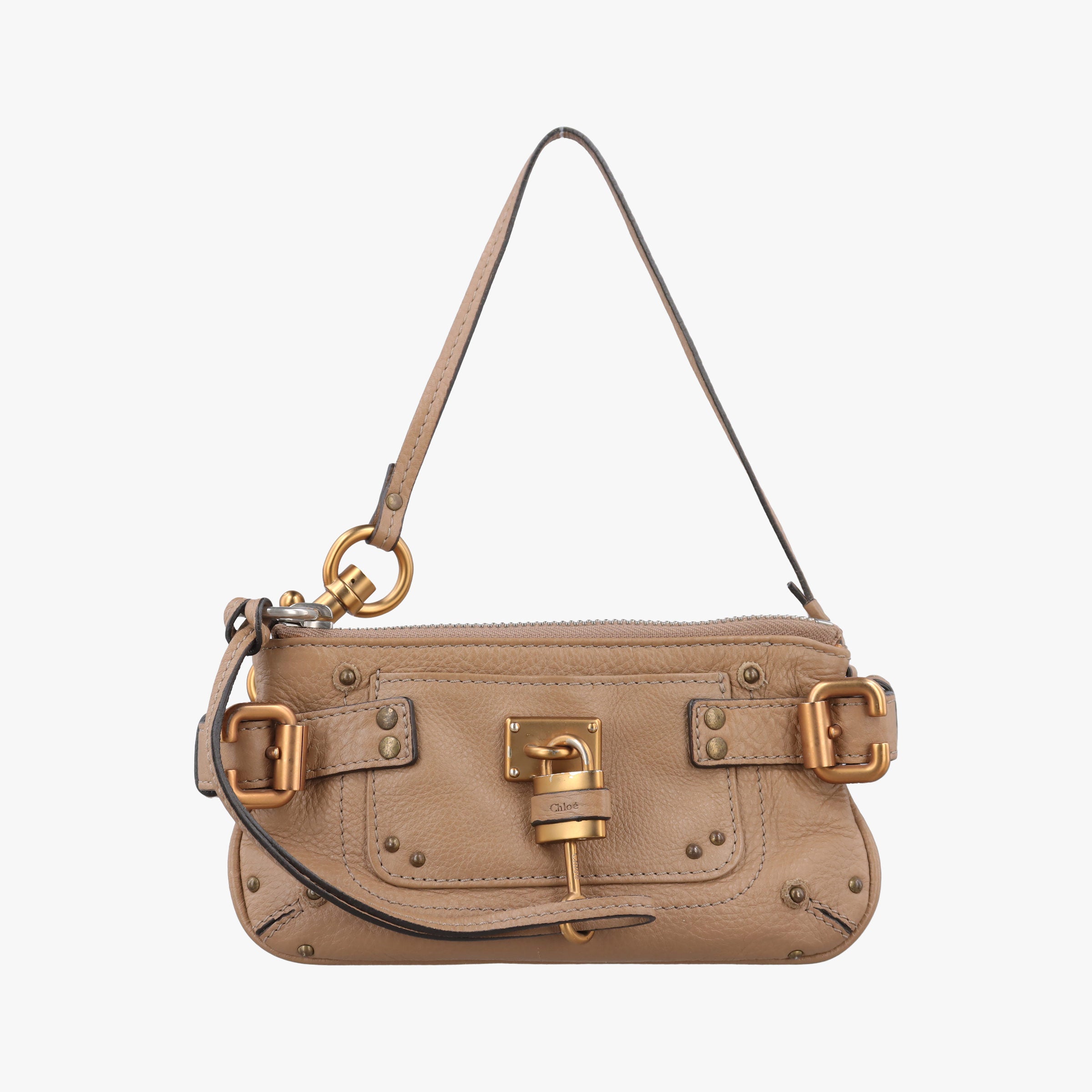 Pre-owned Chloe Paddington Pochette Vintage Camel Leather  shoulderbag | stylenewstar