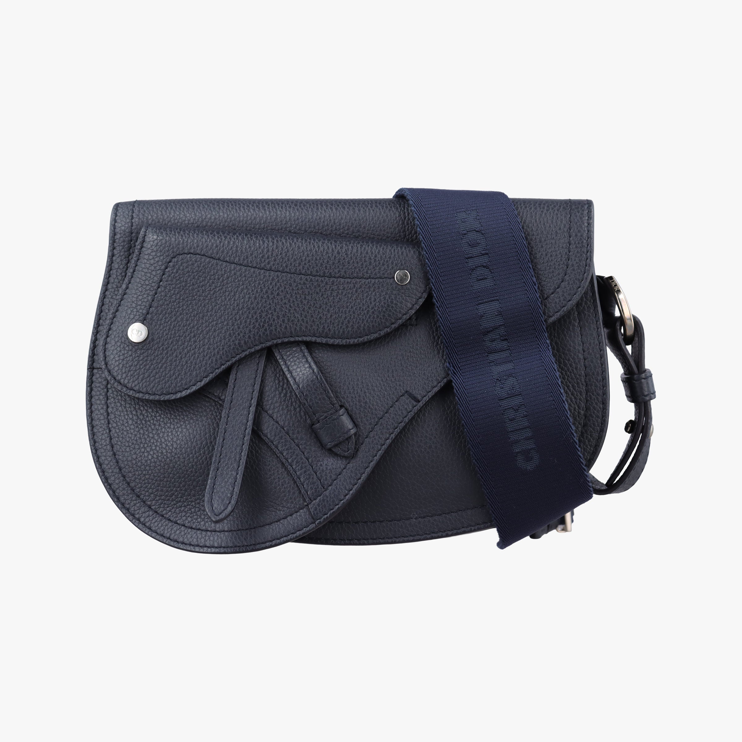 Pre-owned Christian Dior Saddle Navy leather  shoulderbag | stylenewstar