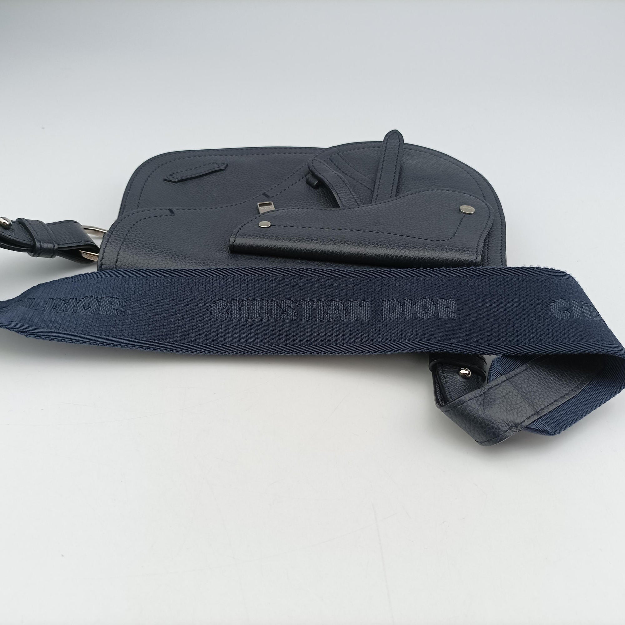 Pre-owned Christian Dior Saddle Navy leather  shoulderbag | stylenewstar
