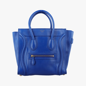 Vintage Celine Luggage Mini Shopper Blue Leather  handbag | stylenewstar