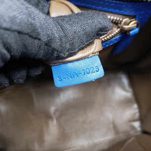 Vintage Celine Luggage Mini Shopper Blue Leather  handbag | stylenewstar
