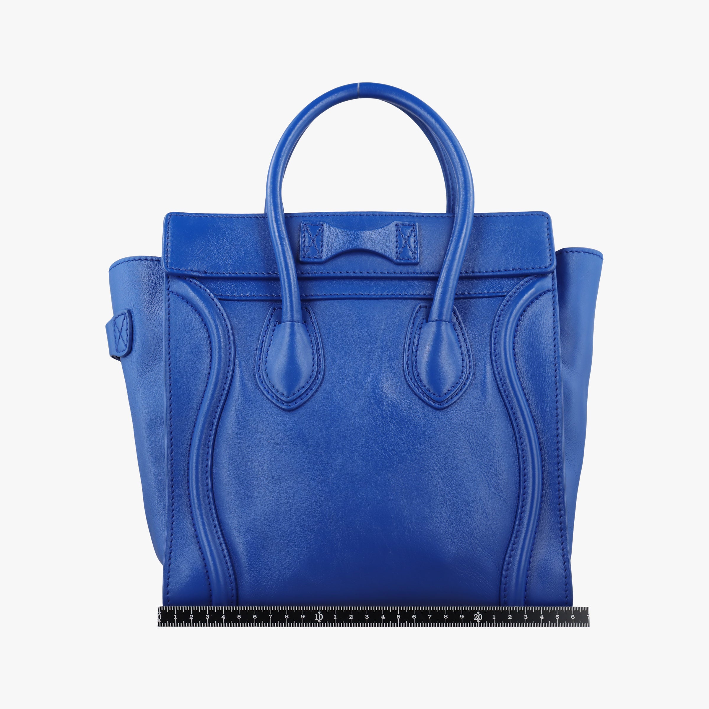 Vintage Celine Luggage Mini Shopper Blue Leather  handbag | stylenewstar
