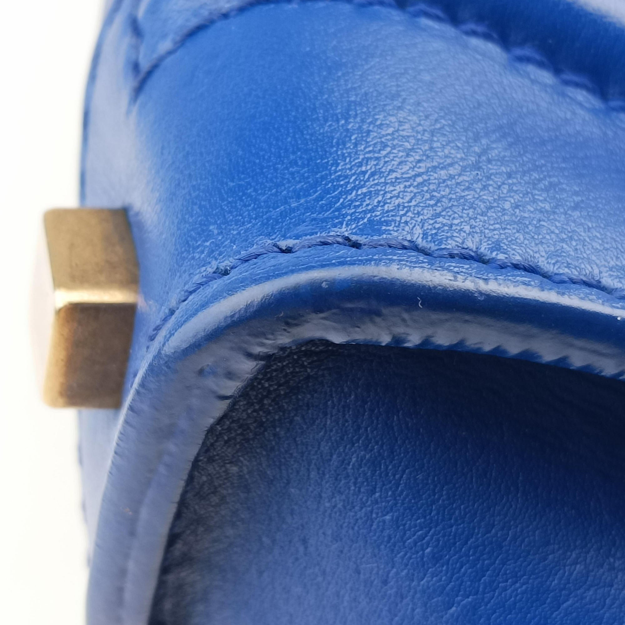Vintage Celine Luggage Mini Shopper Blue Leather  handbag | stylenewstar