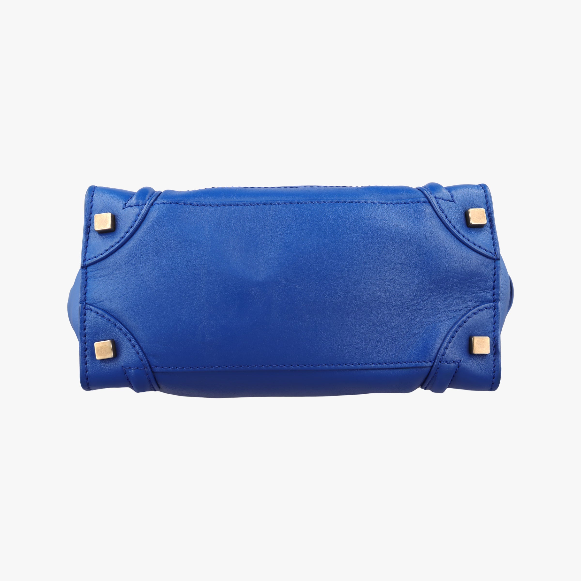 Vintage Celine Luggage Mini Shopper Blue Leather  handbag | stylenewstar