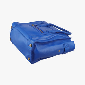 Vintage Celine Luggage Mini Shopper Blue Leather  handbag | stylenewstar
