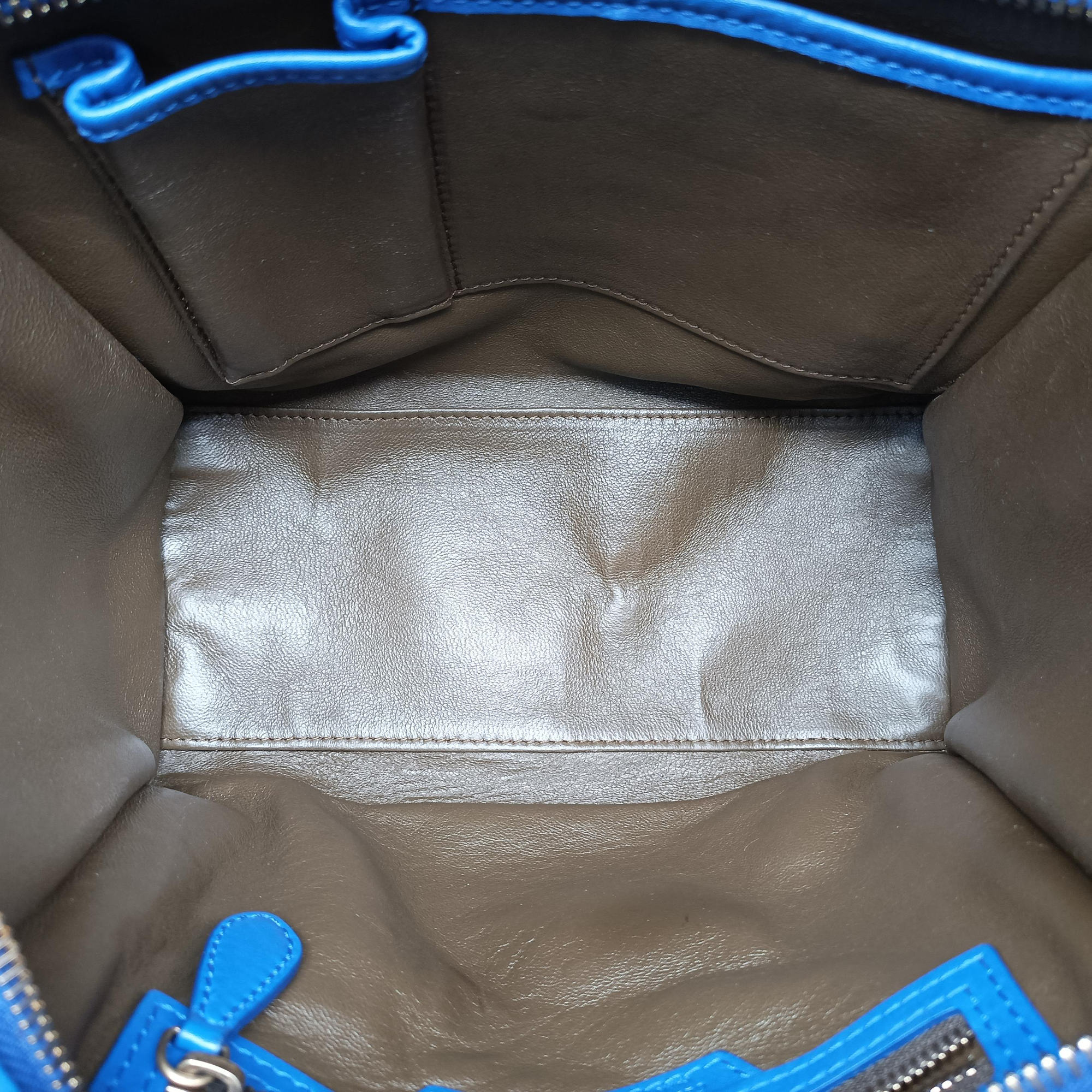 Vintage Celine Luggage Mini Shopper Blue Leather  handbag | stylenewstar