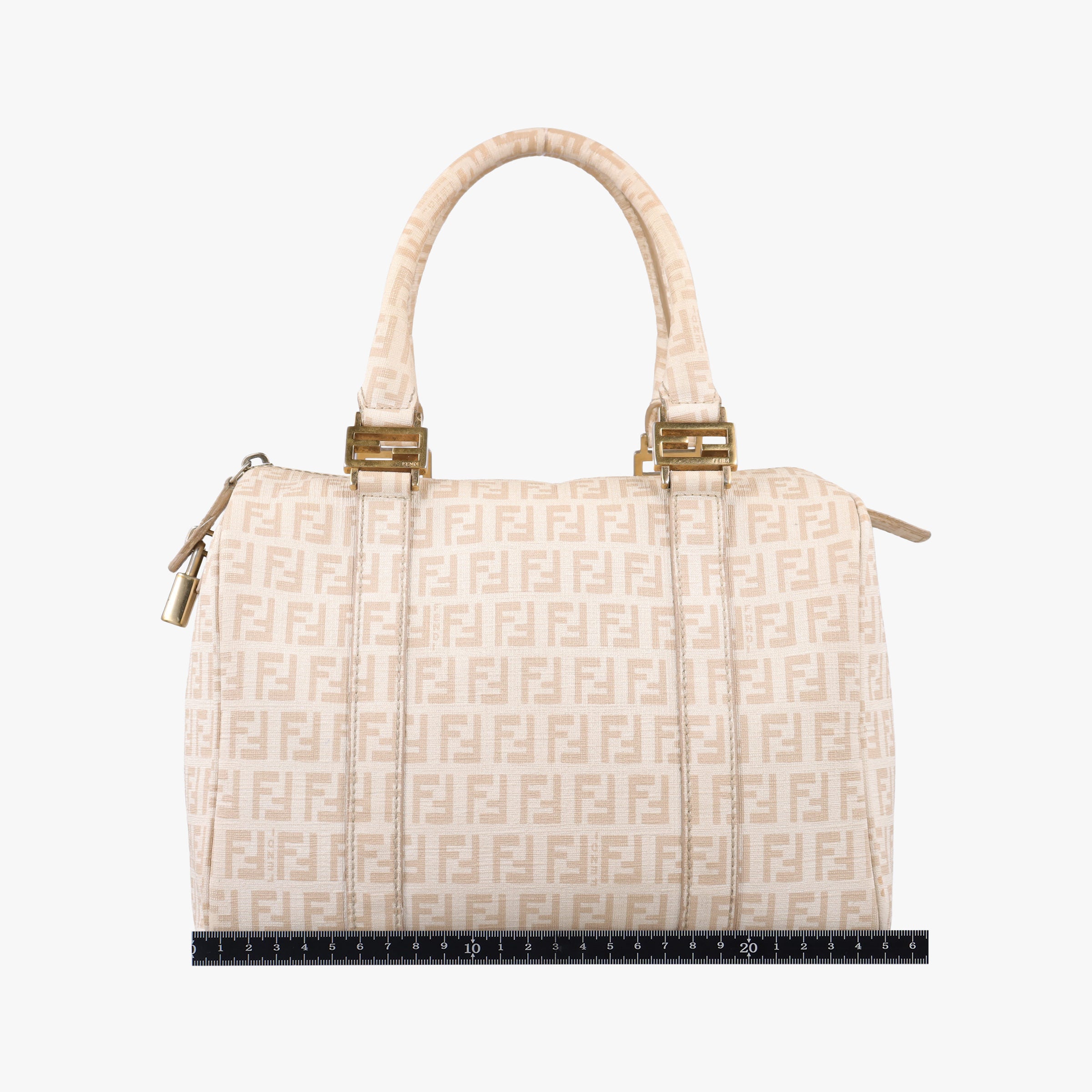 Secondhand Fendi Zucchino boston Beige PVC coated canvas 8BL068 handbag | stylenewstar