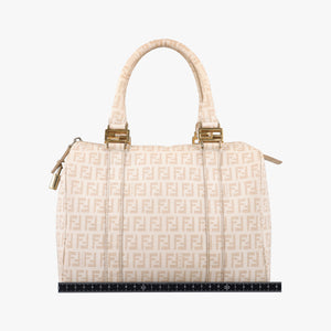 Secondhand Fendi Zucchino boston Beige PVC coated canvas 8BL068 handbag | stylenewstar