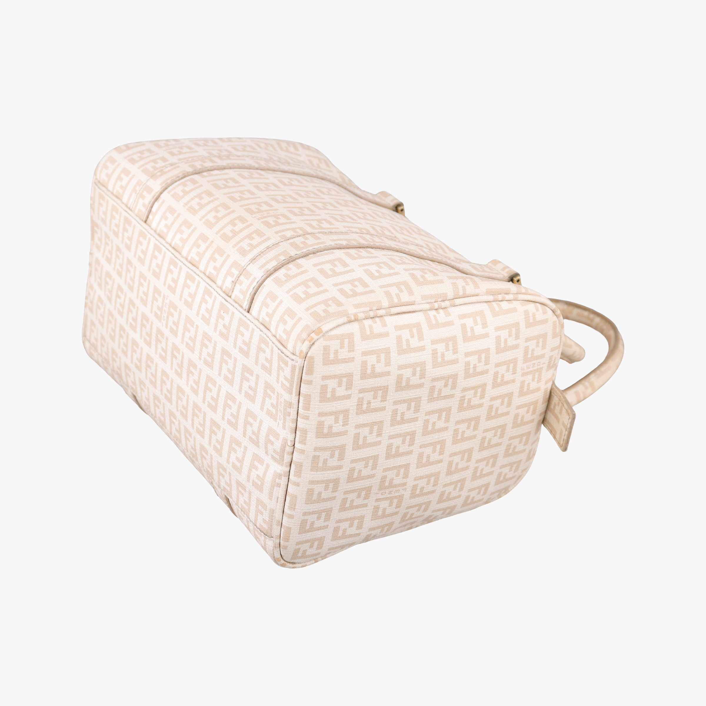 Secondhand Fendi Zucchino boston Beige PVC coated canvas 8BL068 handbag | stylenewstar