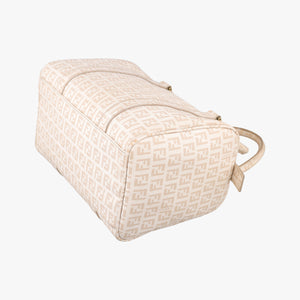 Secondhand Fendi Zucchino boston Beige PVC coated canvas 8BL068 handbag | stylenewstar