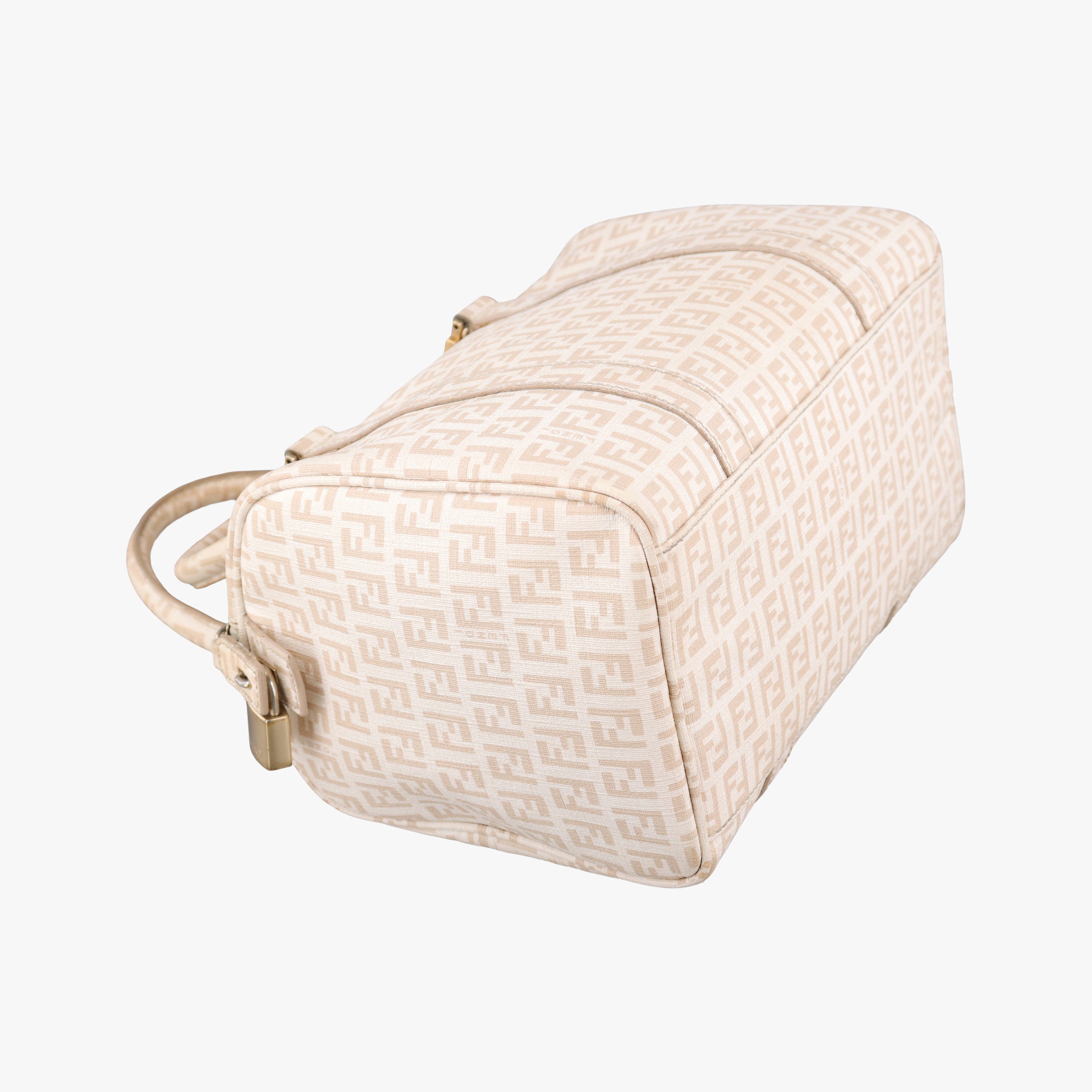 Secondhand Fendi Zucchino boston Beige PVC coated canvas 8BL068 handbag | stylenewstar