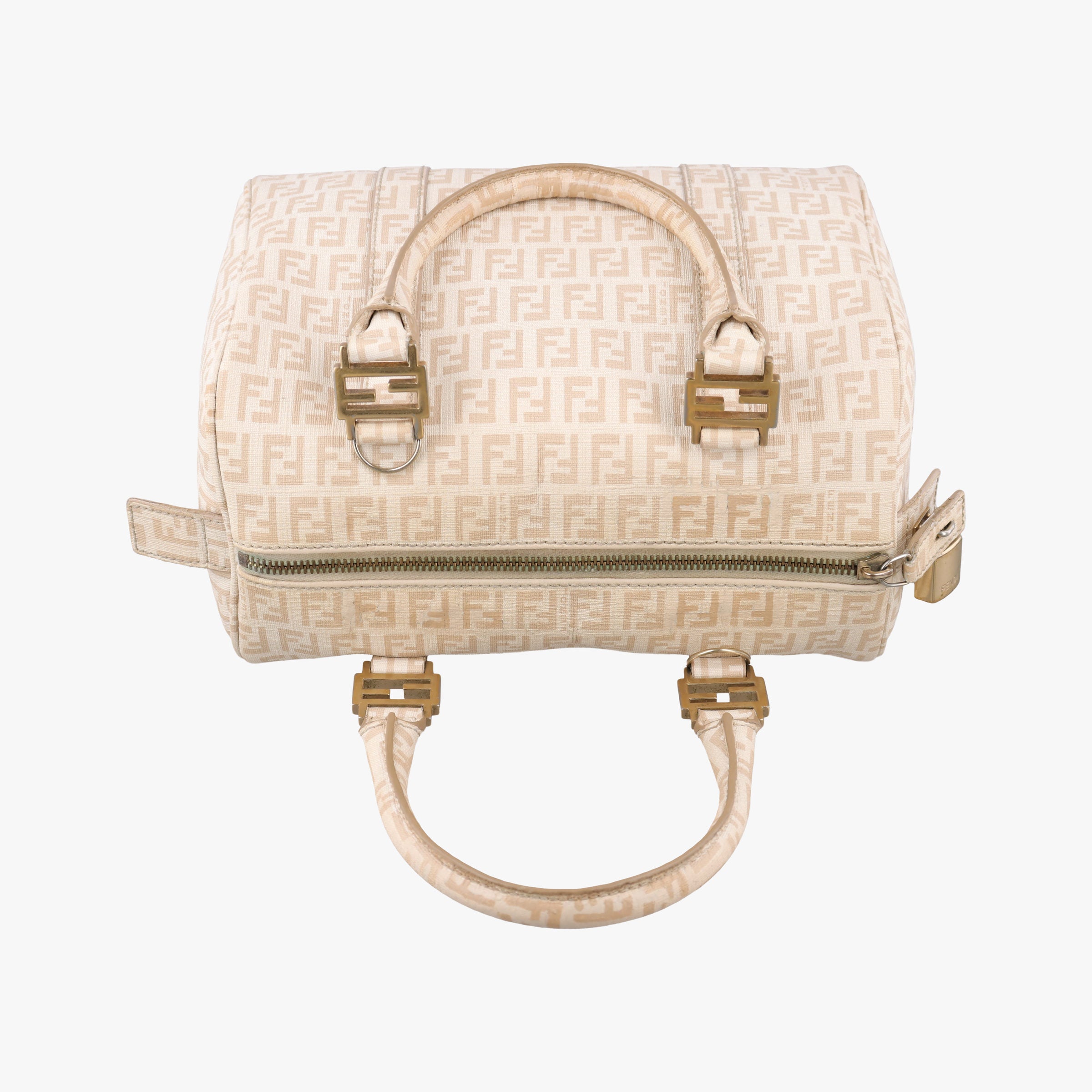 Secondhand Fendi Zucchino boston Beige PVC coated canvas 8BL068 handbag | stylenewstar