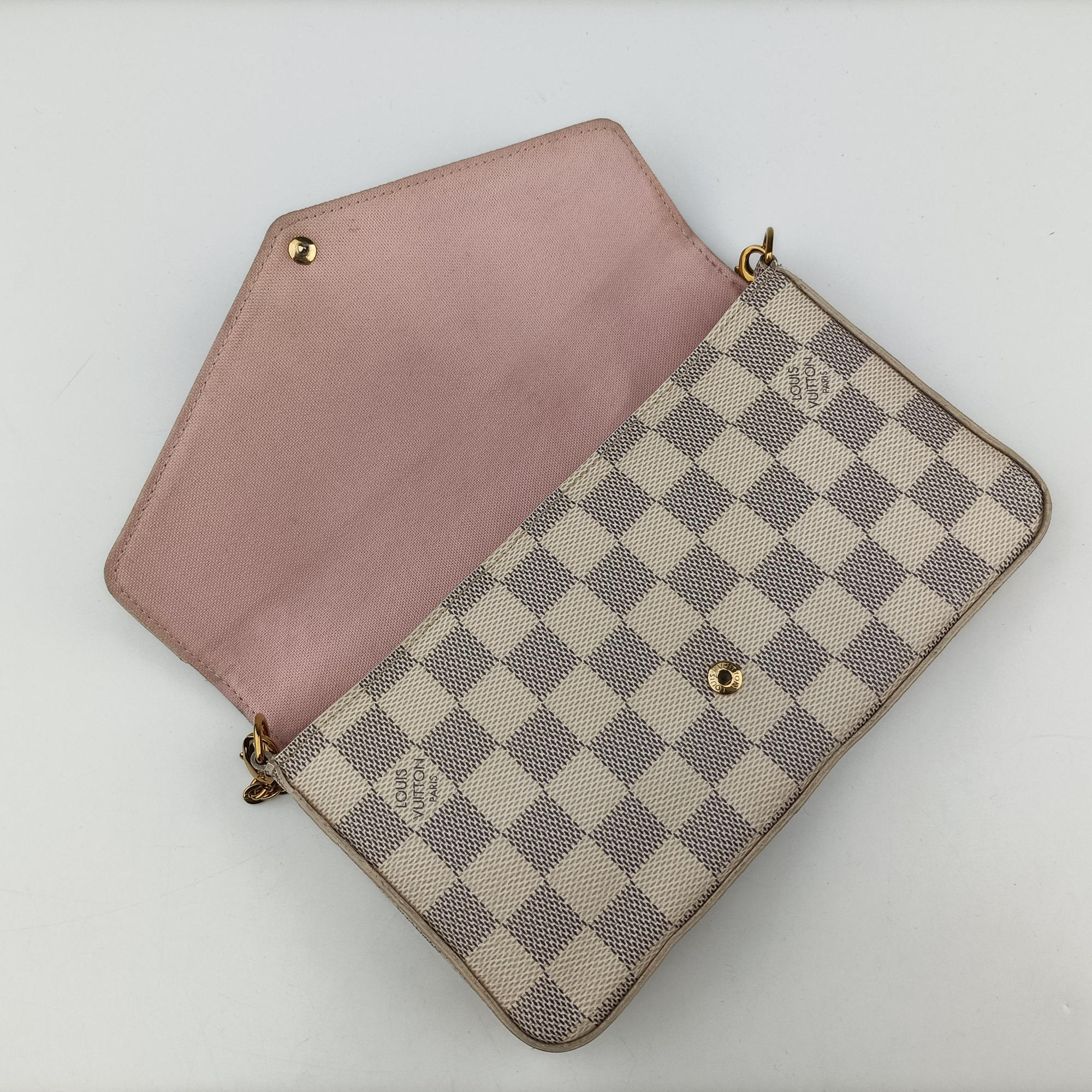 Secondhand Louis Vuitton Pochette FeLICIE AZUR Damier Canvas N63106 shoulderbag | stylenewstar