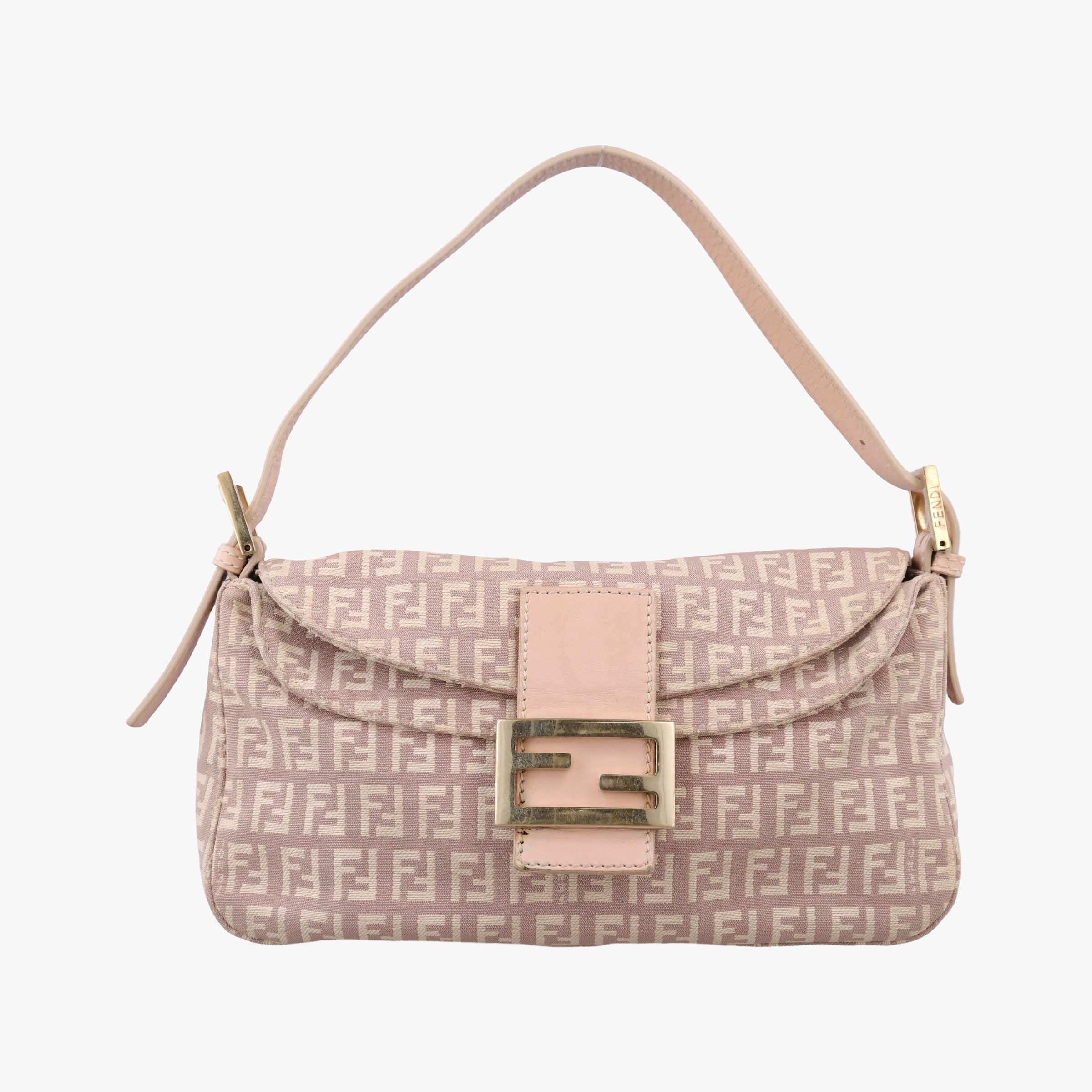 Pre-owned Fendi Zucchino Baguette Pink canvas 8BR003 handbag | stylenewstar