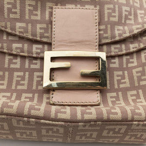 Pre-owned Fendi Zucchino Baguette Pink canvas 8BR003 handbag | stylenewstar