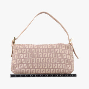 Pre-owned Fendi Zucchino Baguette Pink canvas 8BR003 handbag | stylenewstar