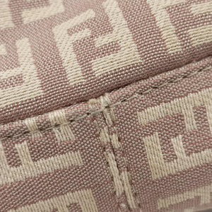 Pre-owned Fendi Zucchino Baguette Pink canvas 8BR003 handbag | stylenewstar
