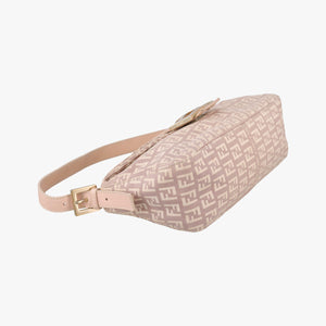 Pre-owned Fendi Zucchino Baguette Pink canvas 8BR003 handbag | stylenewstar