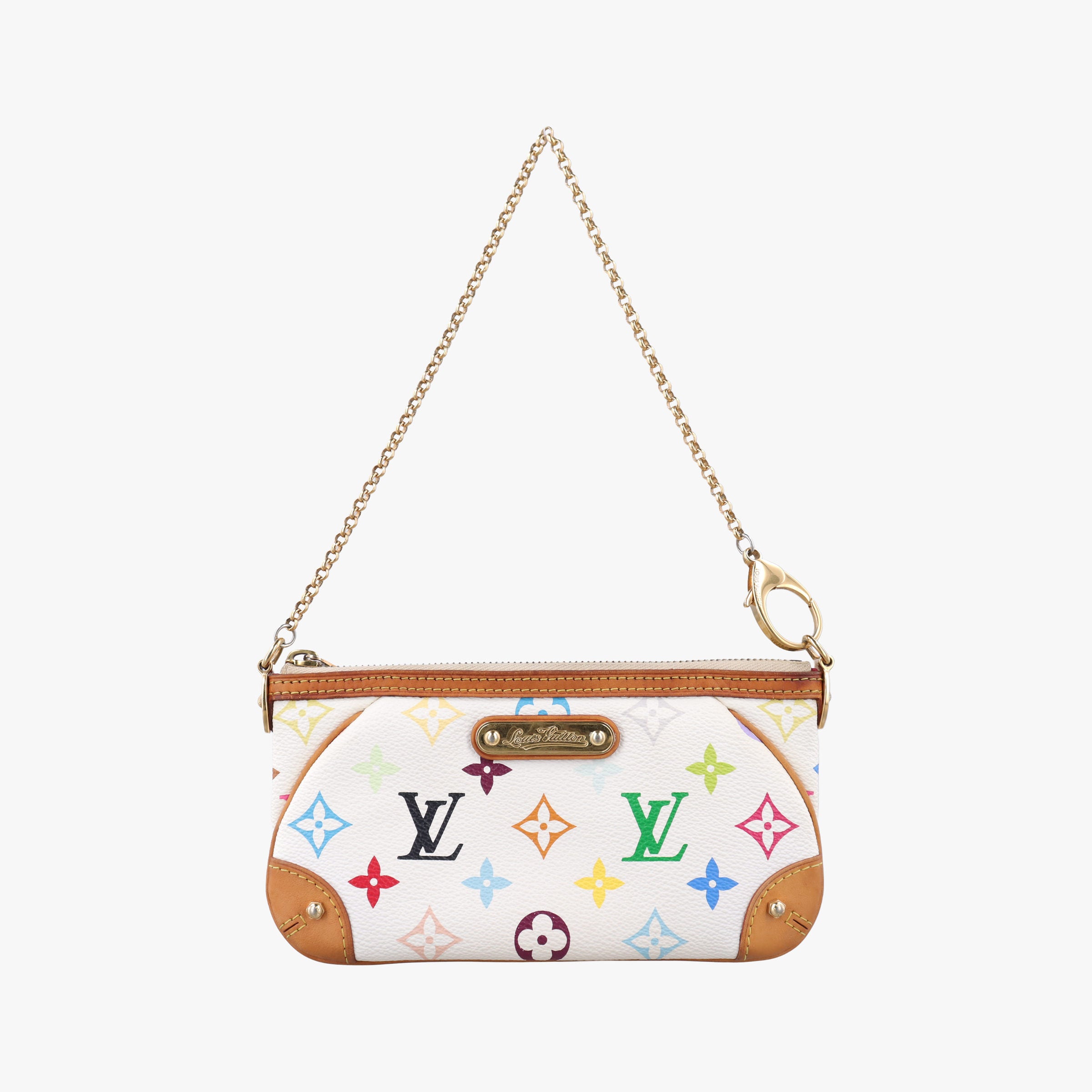 Pre-owned Louis Vuitton Pochette Mira MM Pouch white Monogram Multicolor M60096 handbag | stylenewstar