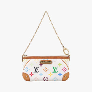 Pre-owned Louis Vuitton Pochette Mira MM Pouch white Monogram Multicolor M60096 handbag | stylenewstar