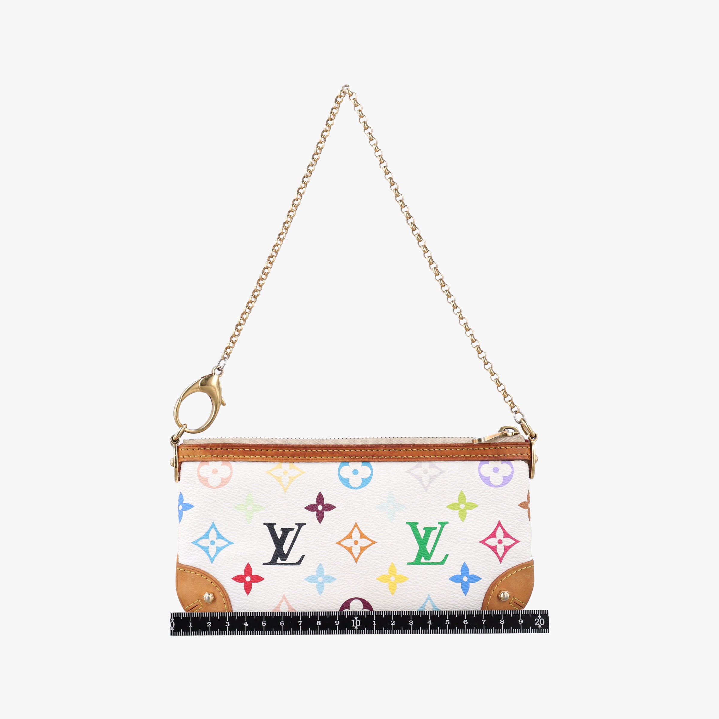 Pre-owned Louis Vuitton Pochette Mira MM Pouch white Monogram Multicolor M60096 handbag | stylenewstar