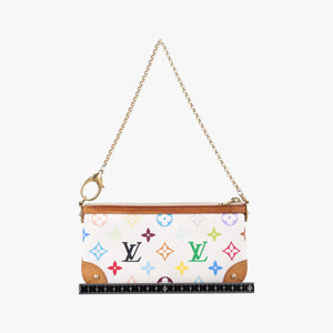 Pre-owned Louis Vuitton Pochette Mira MM Pouch white Monogram Multicolor M60096 handbag | stylenewstar