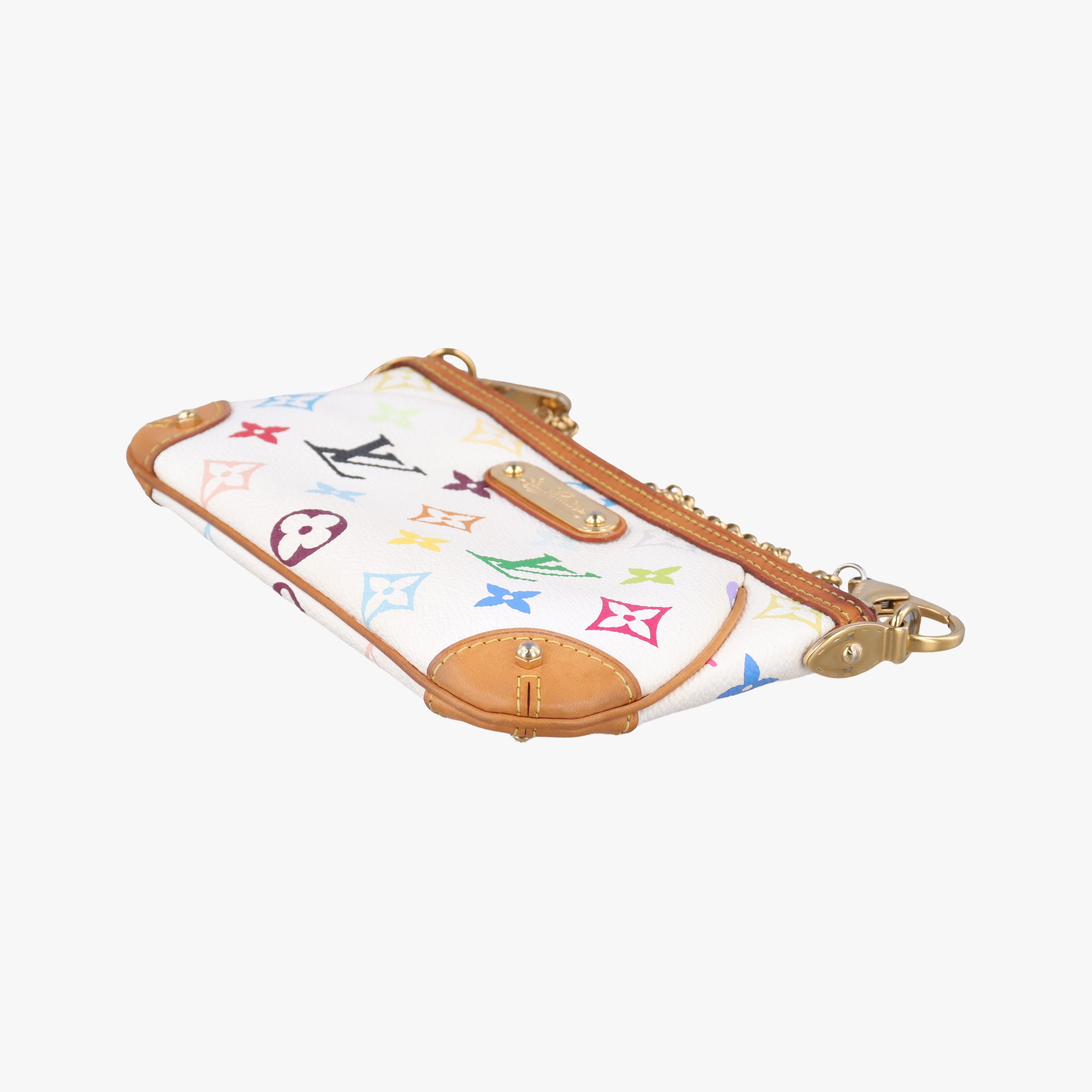 Pre-owned Louis Vuitton Pochette Mira MM Pouch white Monogram Multicolor M60096 handbag | stylenewstar
