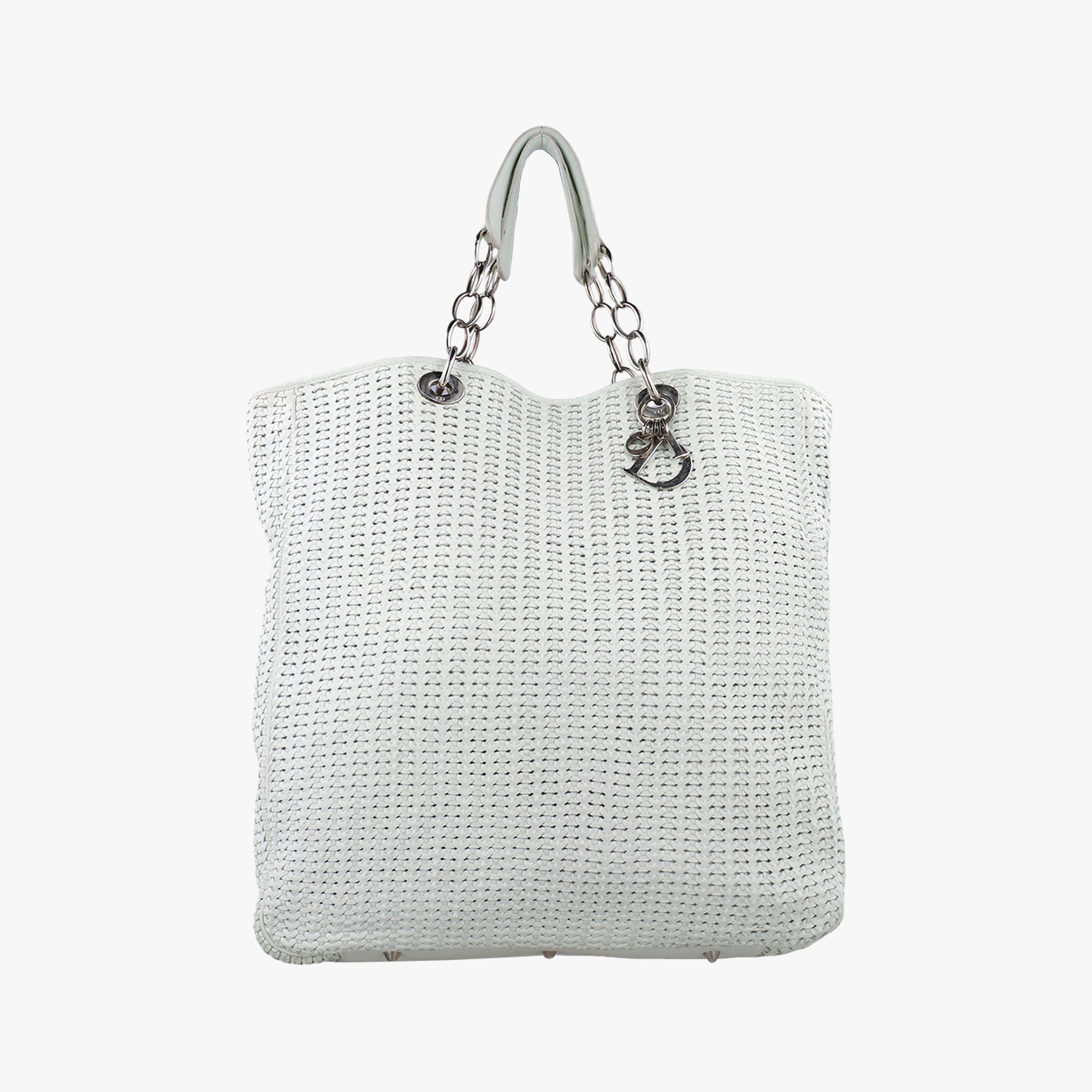 Pre-owned Christian Dior Soft Lady Dior Canage INTRECCIATO Tote White lambskin  handbag | stylenewstar