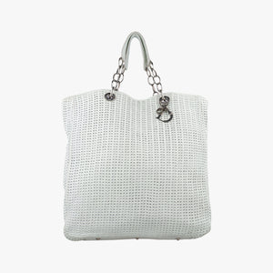 Pre-owned Christian Dior Soft Lady Dior Canage INTRECCIATO Tote White lambskin  handbag | stylenewstar