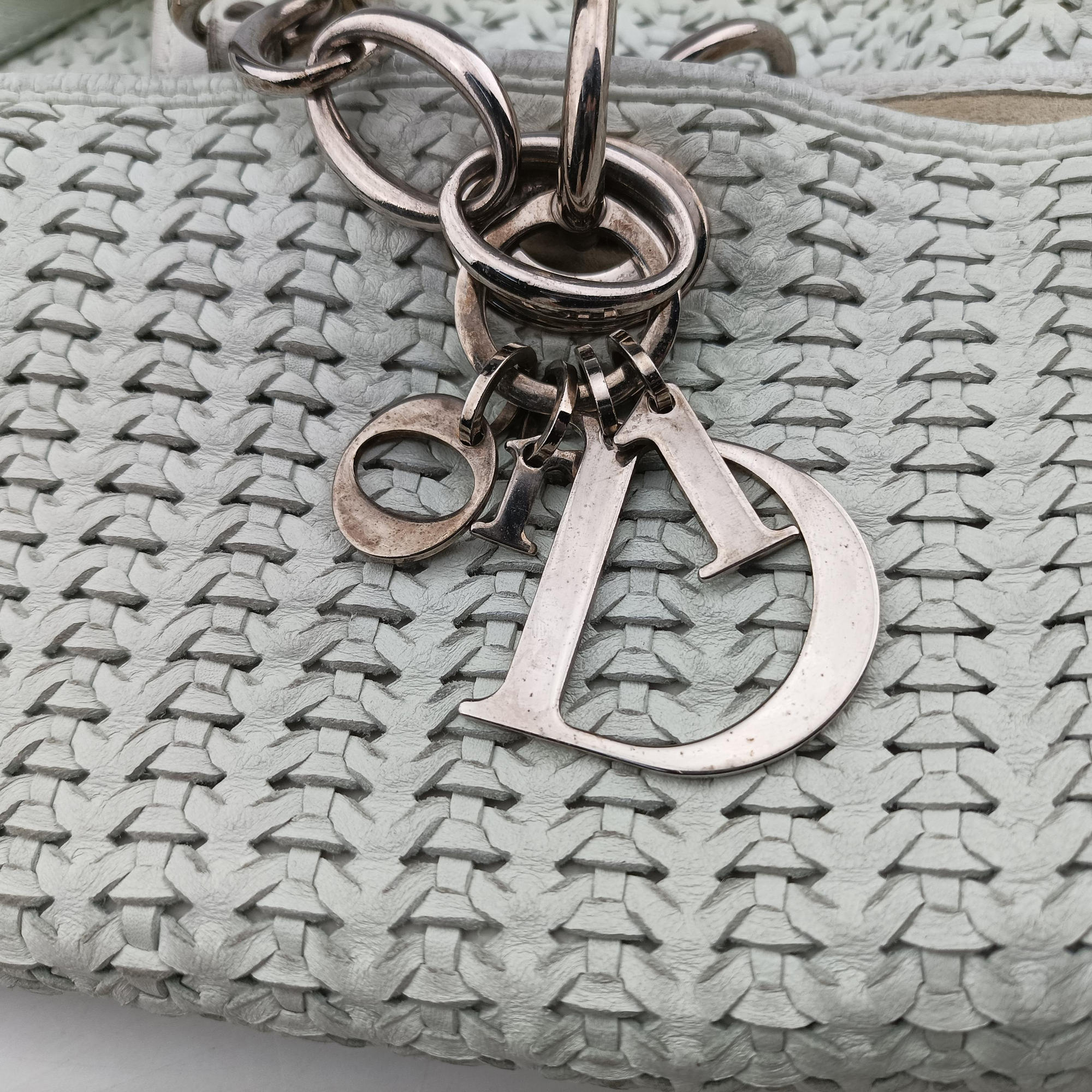 Pre-owned Christian Dior Soft Lady Dior Canage INTRECCIATO Tote White lambskin  handbag | stylenewstar