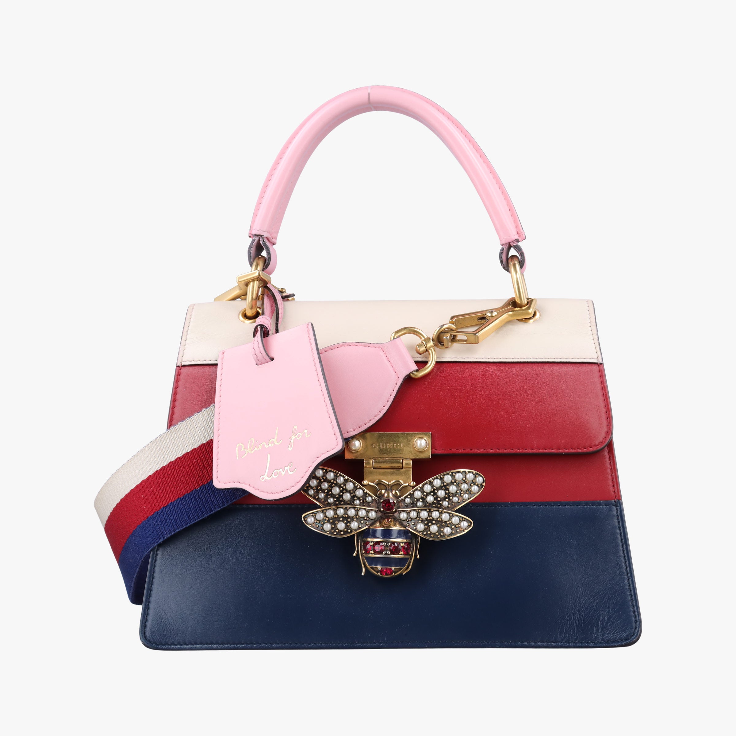Pre-owned Gucci Queen Margaret White×Red×Blue×Pink Leather 476541 shoulderbag | stylenewstar