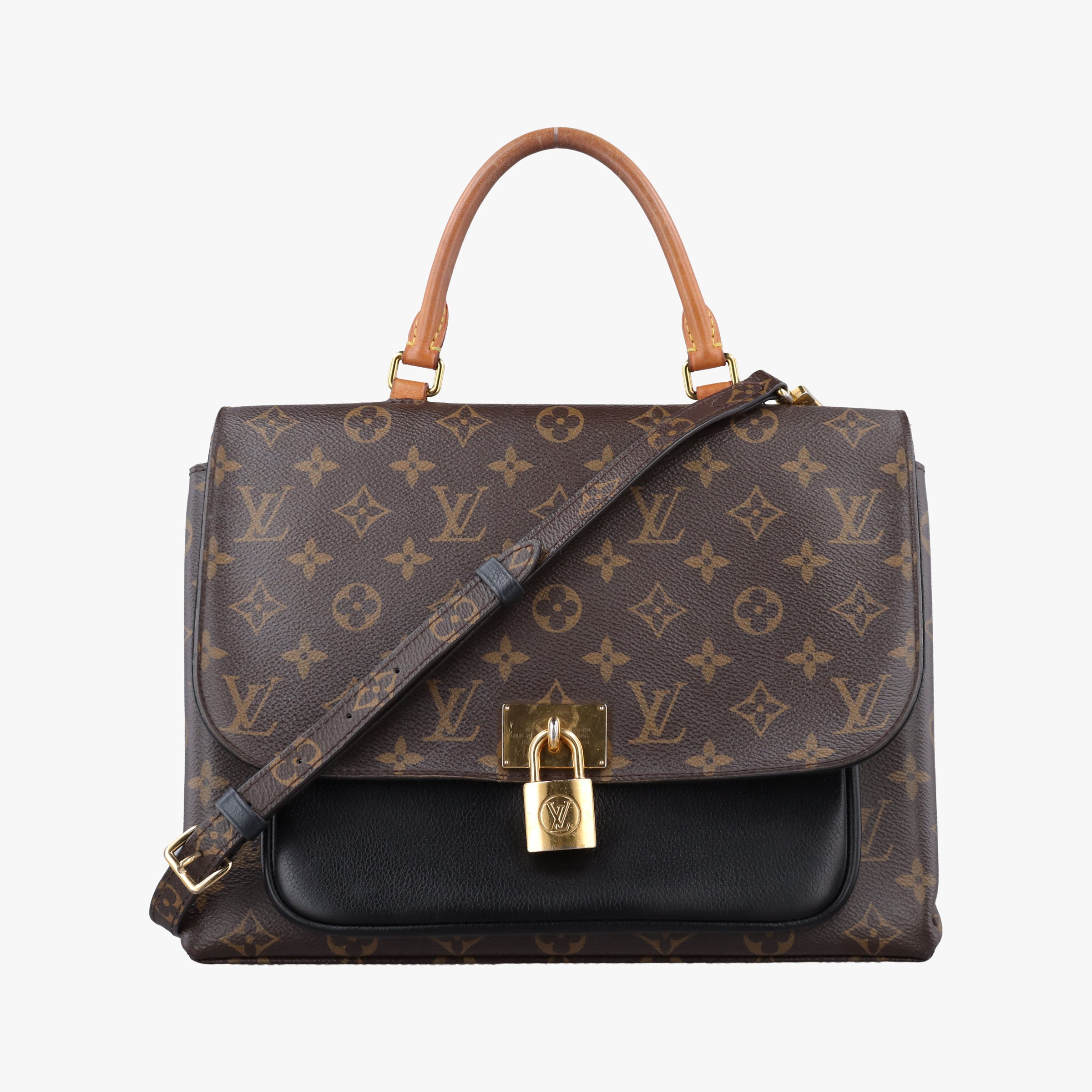 Vintage Louis Vuitton MARIGNAN brown×black Monogram Canvas×calf leather M44259 shoulderbag | stylenewstar
