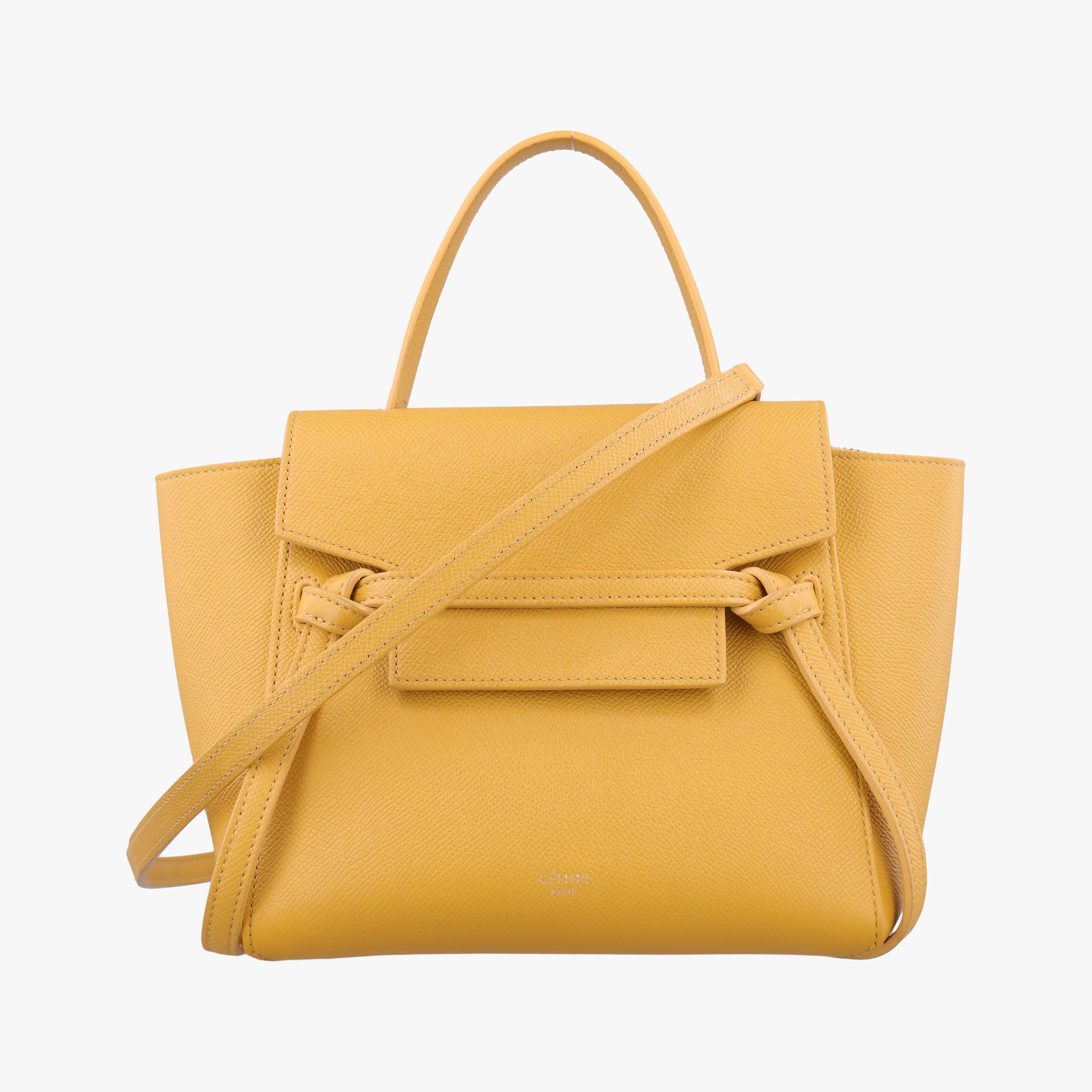 Vintage Celine Belt NANO Yellow Leather  shoulderbag | stylenewstar