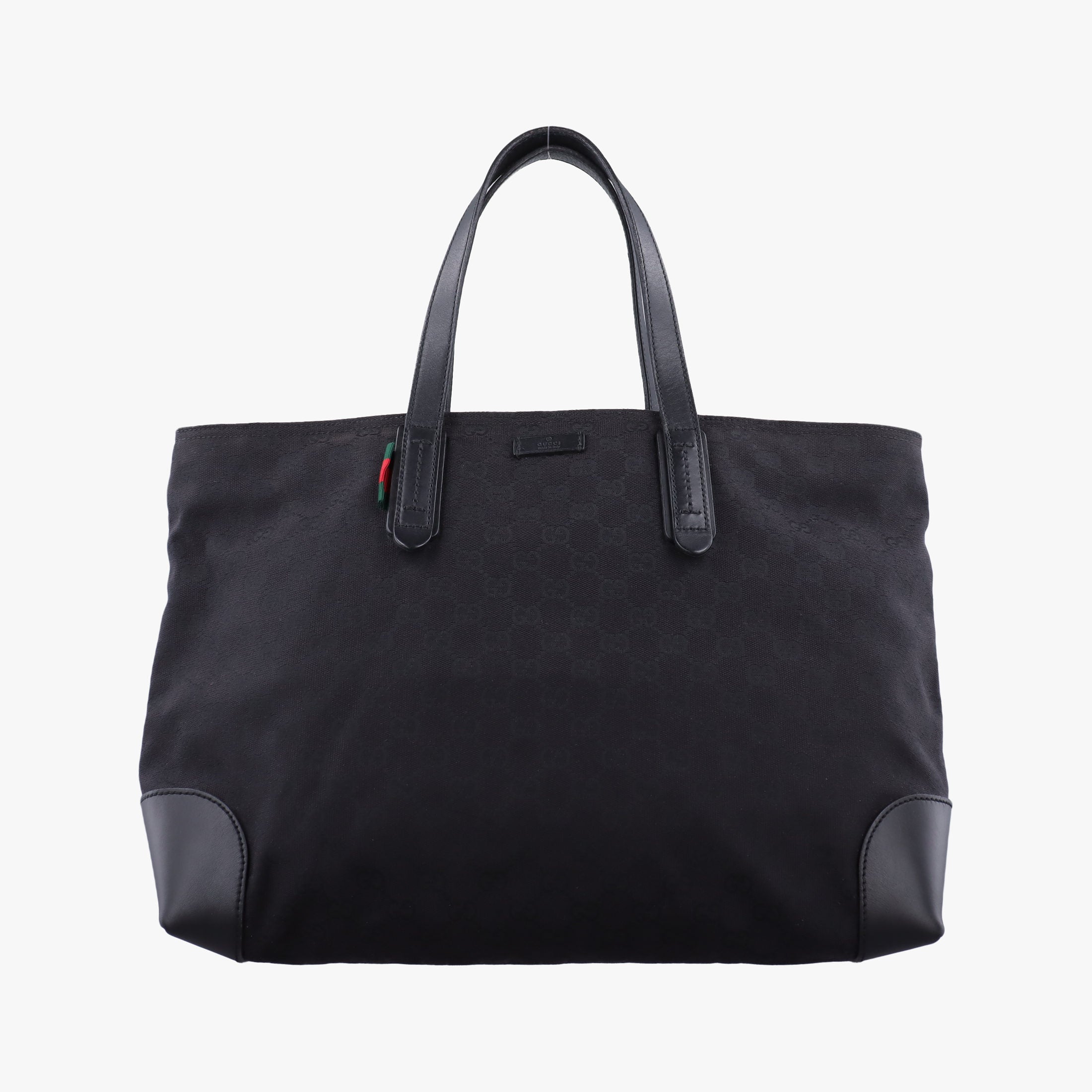 Pre-owned Gucci GG Canvas Web Sherry Line Tote Black Leather×Canvas 308928 handbag | stylenewstar