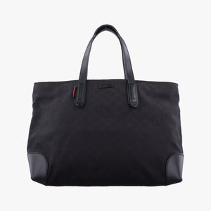 Pre-owned Gucci GG Canvas Web Sherry Line Tote Black Leather×Canvas 308928 handbag | stylenewstar