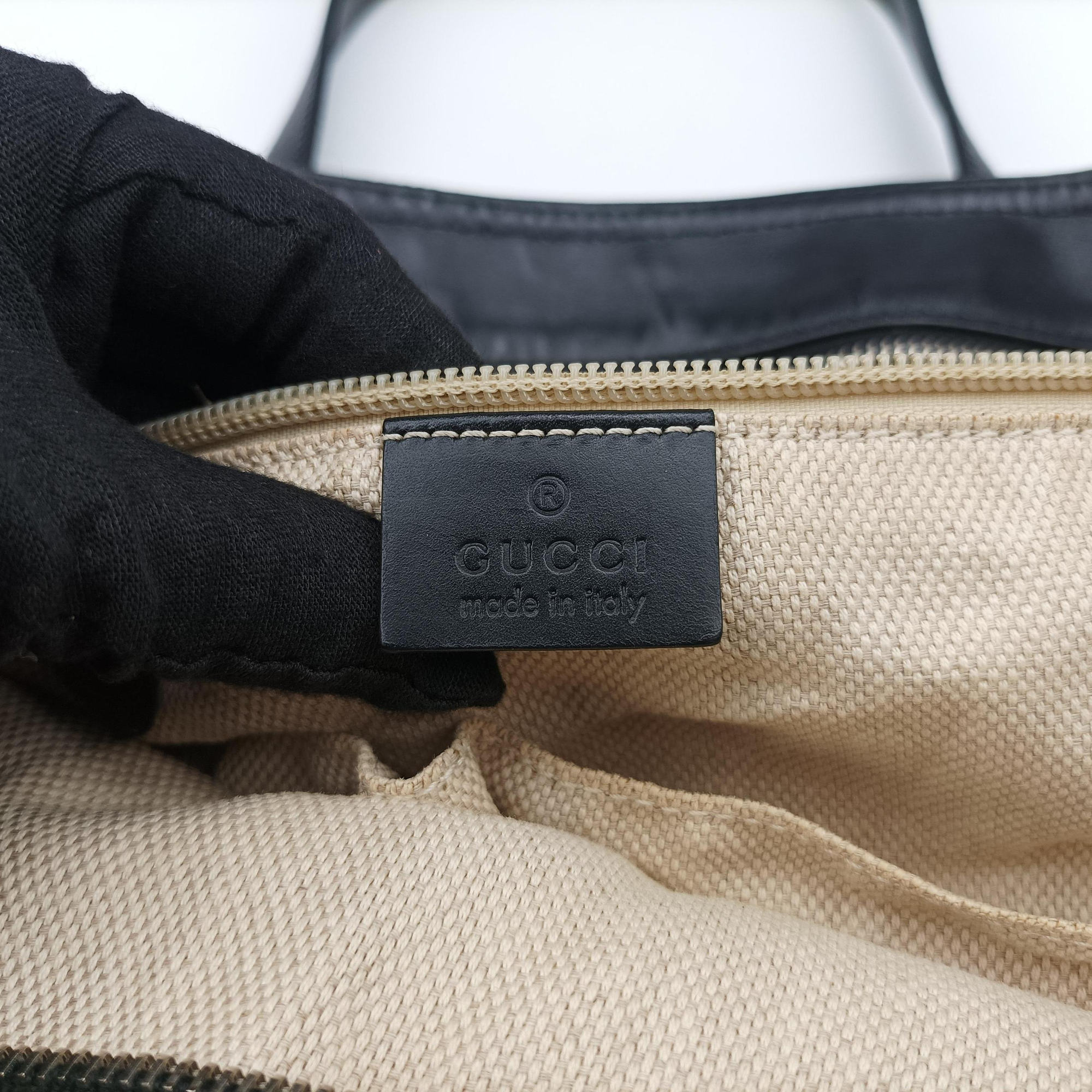 Pre-owned Gucci GG Canvas Web Sherry Line Tote Black Leather×Canvas 308928 handbag | stylenewstar