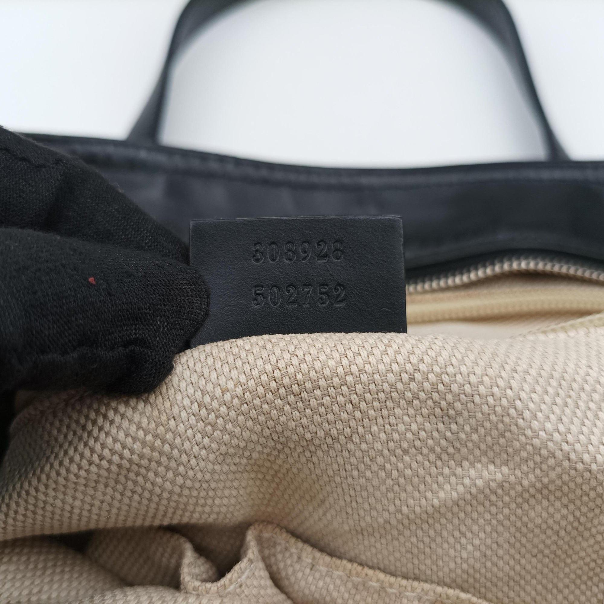 Pre-owned Gucci GG Canvas Web Sherry Line Tote Black Leather×Canvas 308928 handbag | stylenewstar
